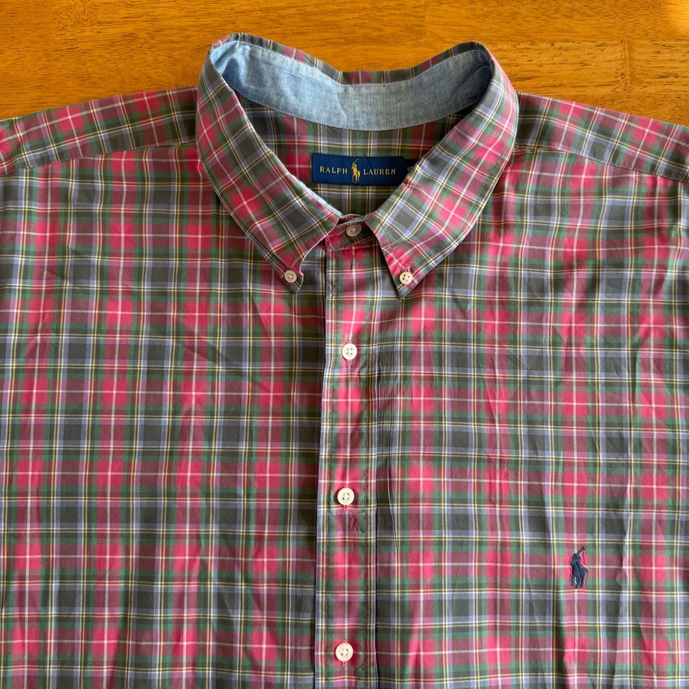 Ralph Lauren Men’s 4XLT Plaid Button Down Pony Logo Shirt Long Sleeve